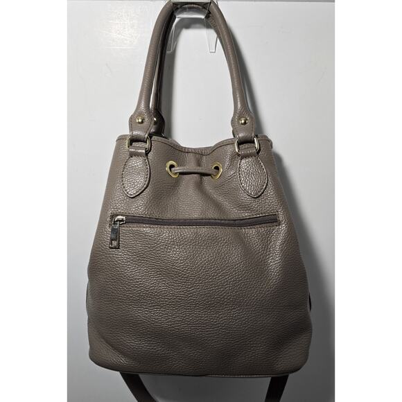 Vintage Liz Claiborne Pebble leather Drawstring Bucket Shoulder Bag Made Italy - Picture 3 of 15